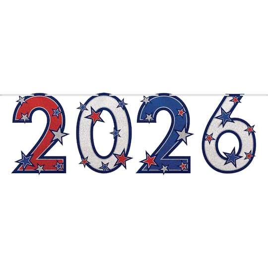 Beistle 5ft. Red, White & Blue 2026 Glittered Streamer